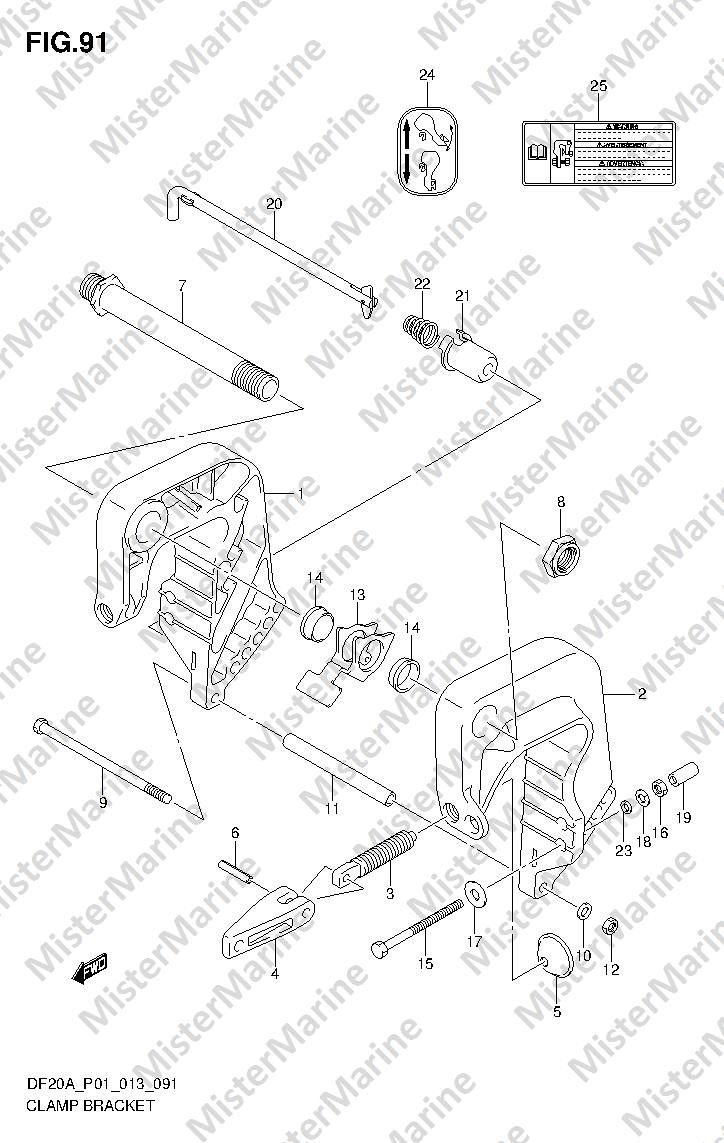 FIG.91 (1-I-2) CLAMP BRACKET (DF9.9B DF15A DF20A)