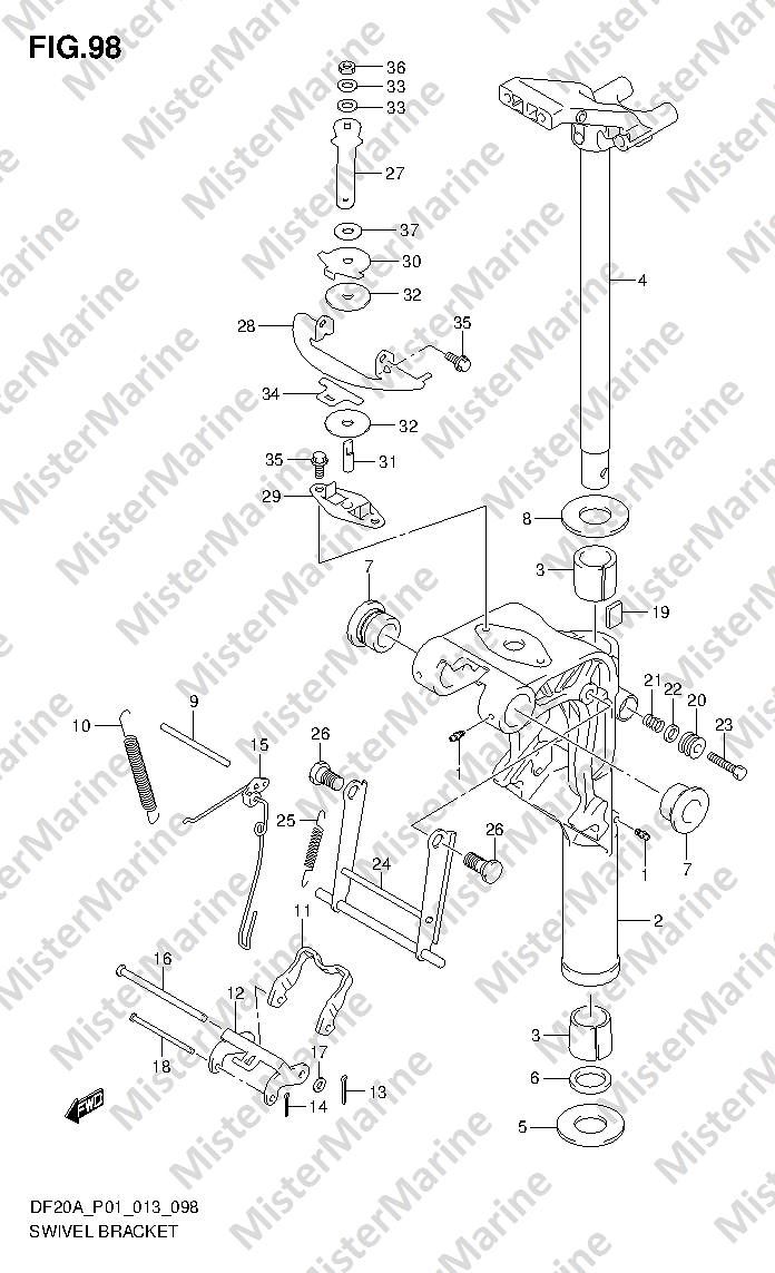 FIG.98 (1-I-9) SWIVEL BRACKET (DF9.9B DF15A DF20A)