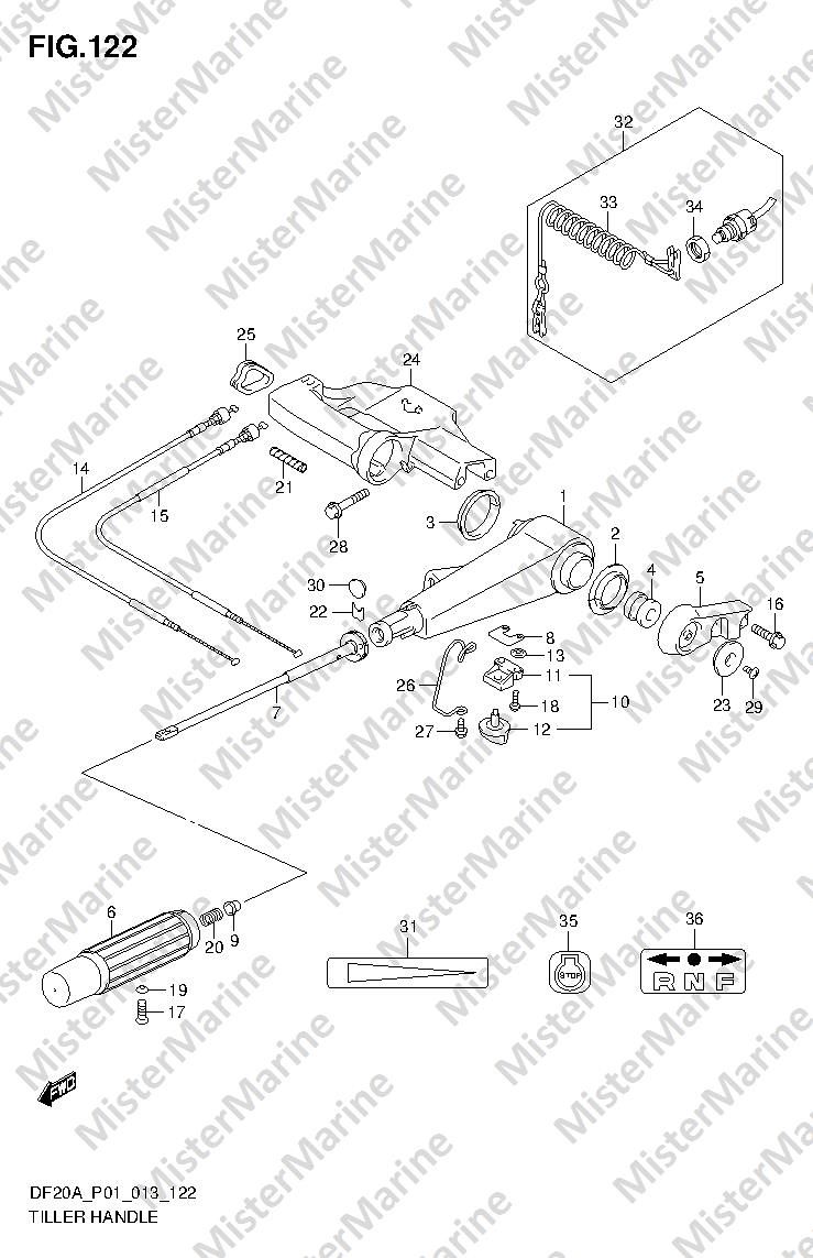 FIG.122 (1-K-11) TILLER HANDLE (DF9.9B P01)