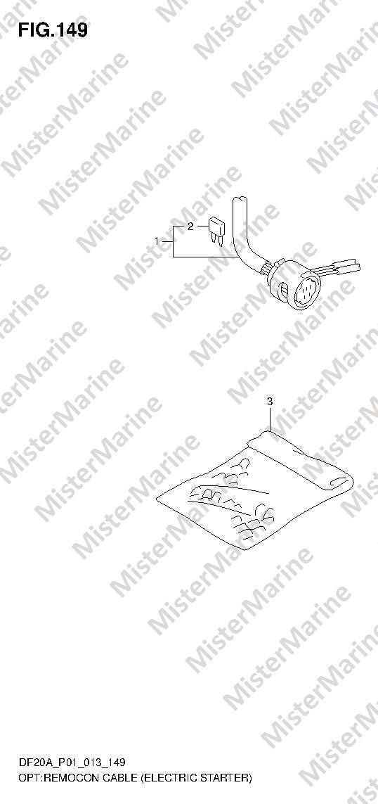 FIG.149 (2-D-10) OPT:REMOCON CABLE (ELECTRIC STARTER) (DF15A P01)