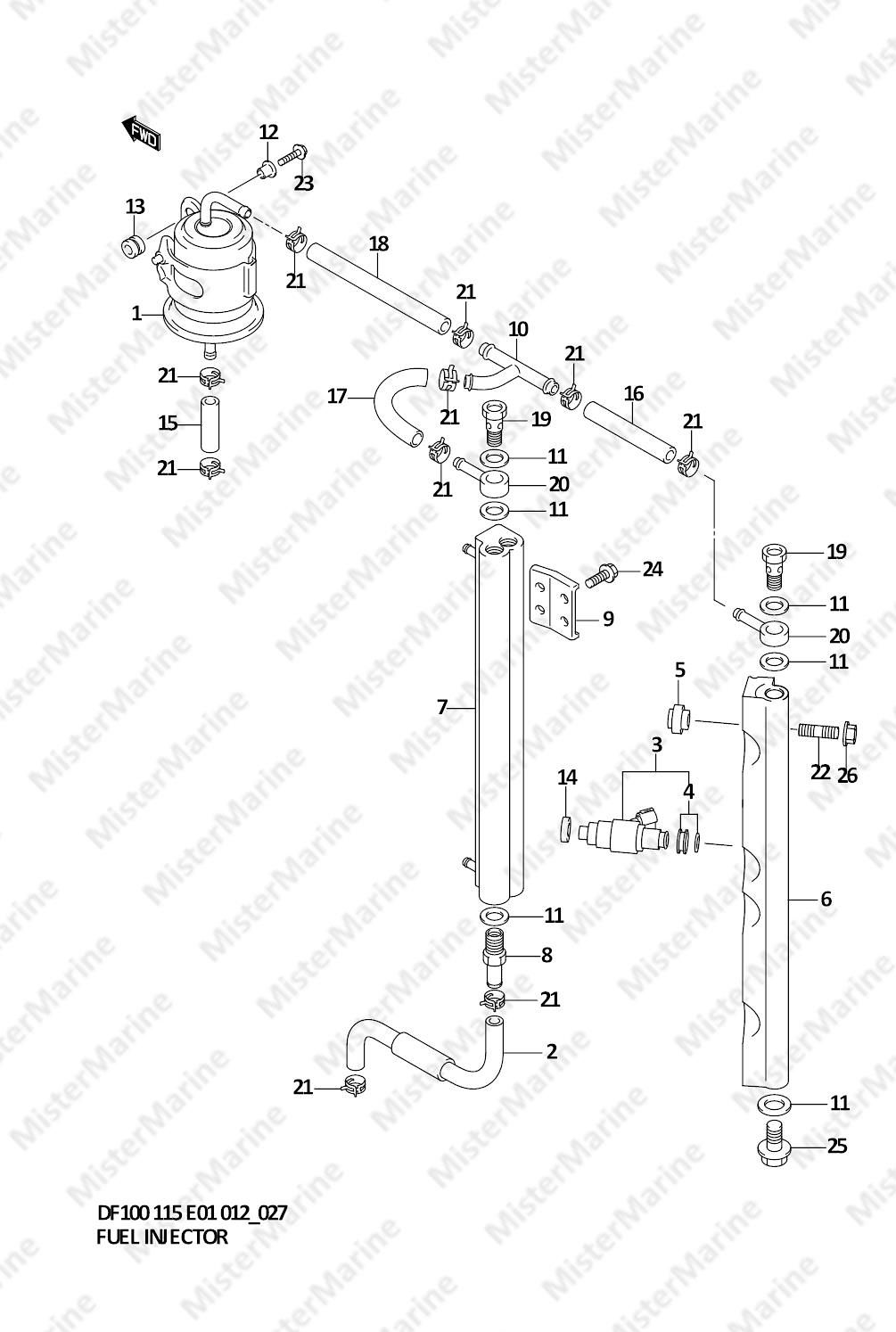FIG.27 (1-D-6) FUEL INJECTOR (DF115T E1)