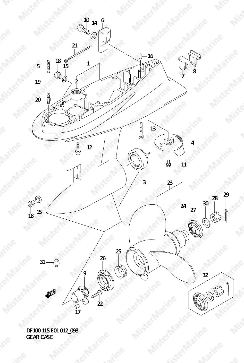 FIG.98 (1-J-5) GEAR CASE (DF100T E1)