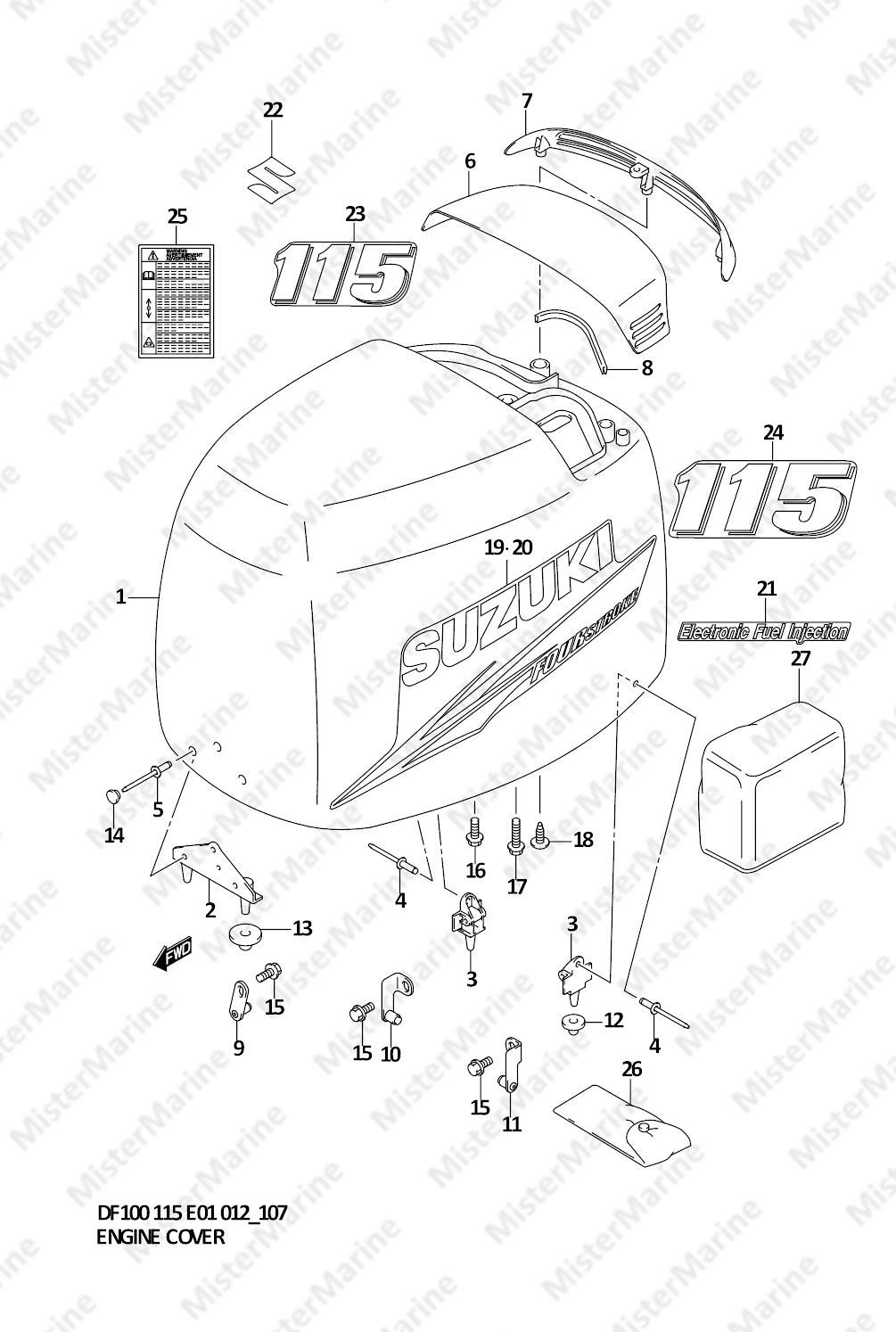 FIG.107 (1-K-6) ENGINE COVER (DF115T E1)