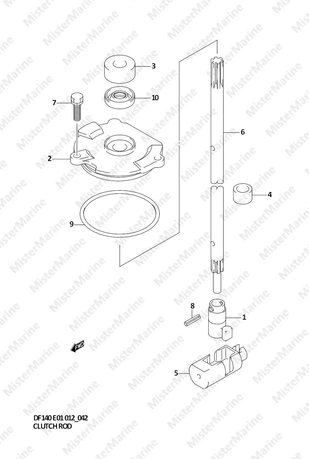 FIG.42 (1-E-5) CLUTCH ROD (DF140Z E1)