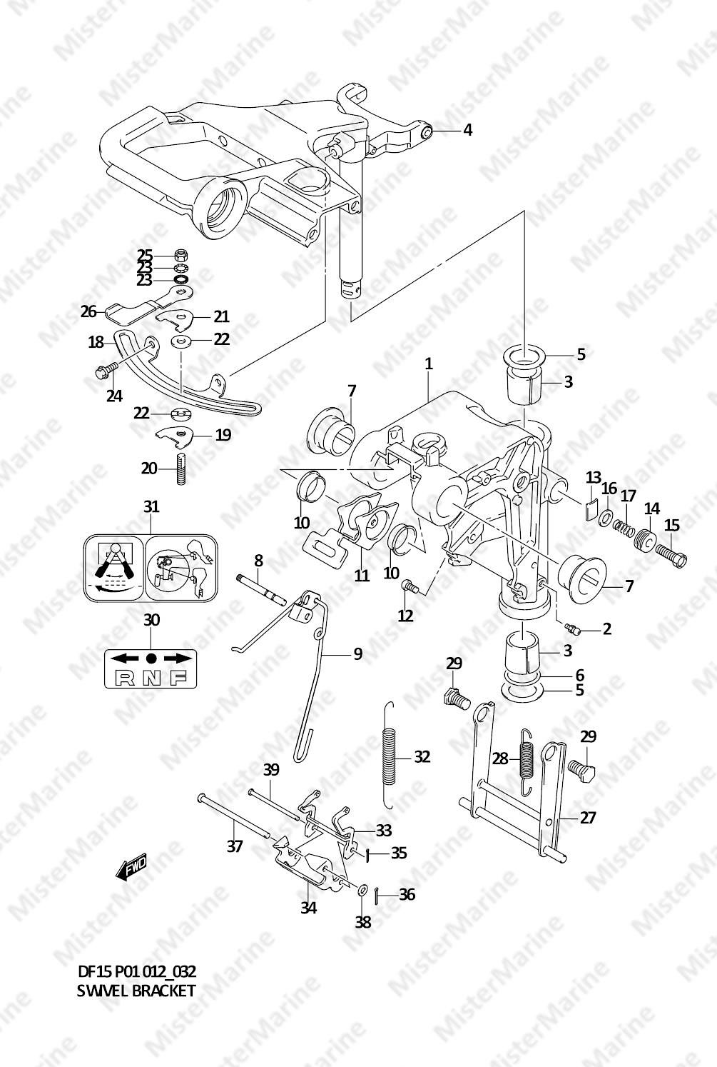 FIG.32 (1-D-9) SWIVEL BRACKET (DF15 P01)