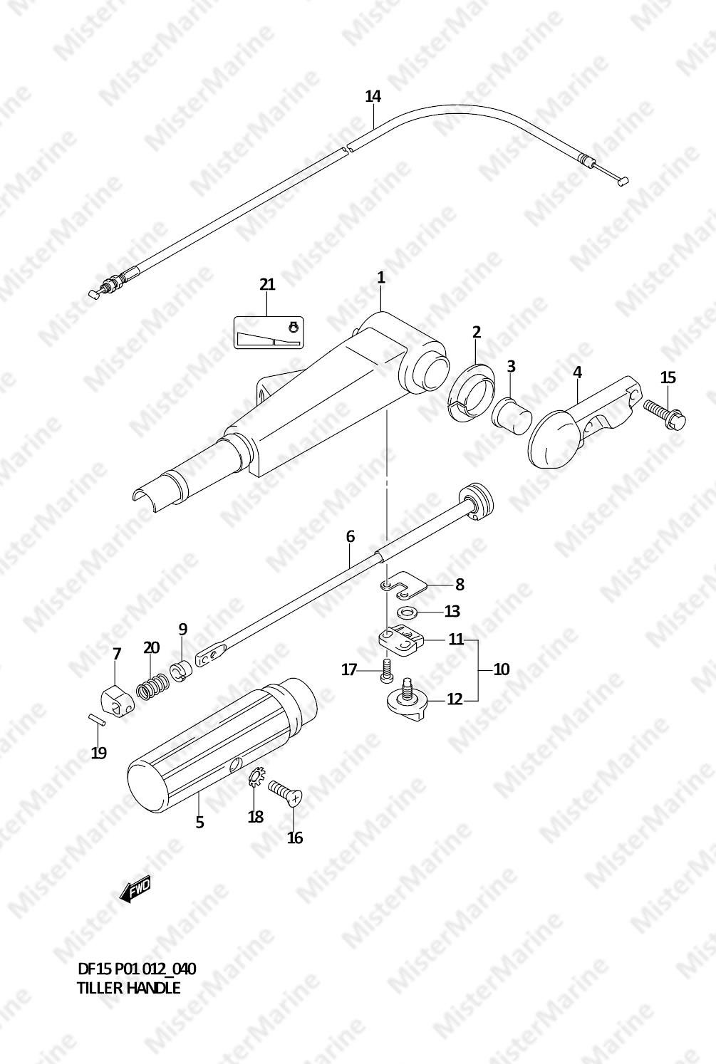 FIG.40 (1-E-6) TILLER HANDLE (DF15 P01)