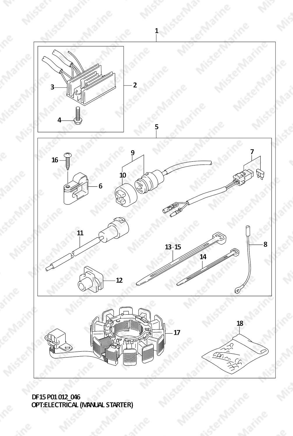 FIG.46 (1-E-14) OPT:ELECTRICAL (MANUAL STARTER) (DF15 P01)