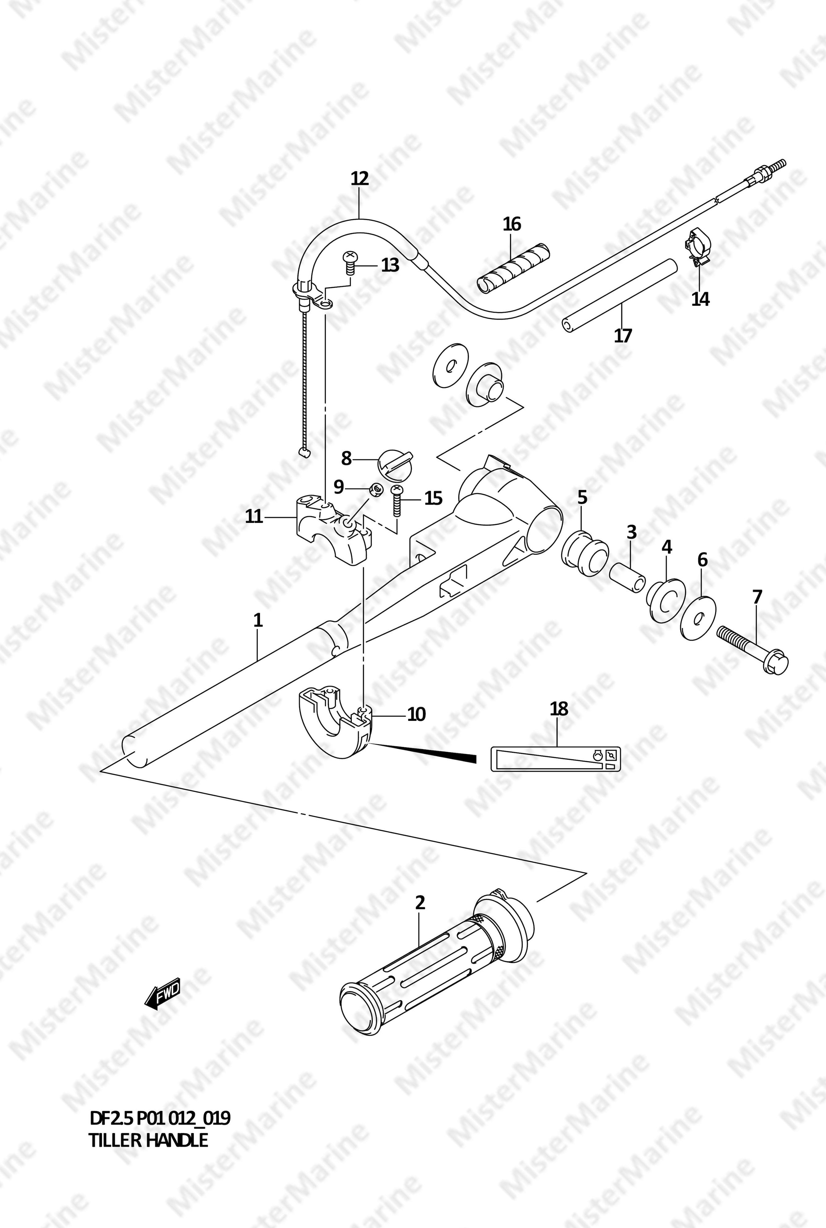 FIG.19 (1-C-6) TILLER HANDLE