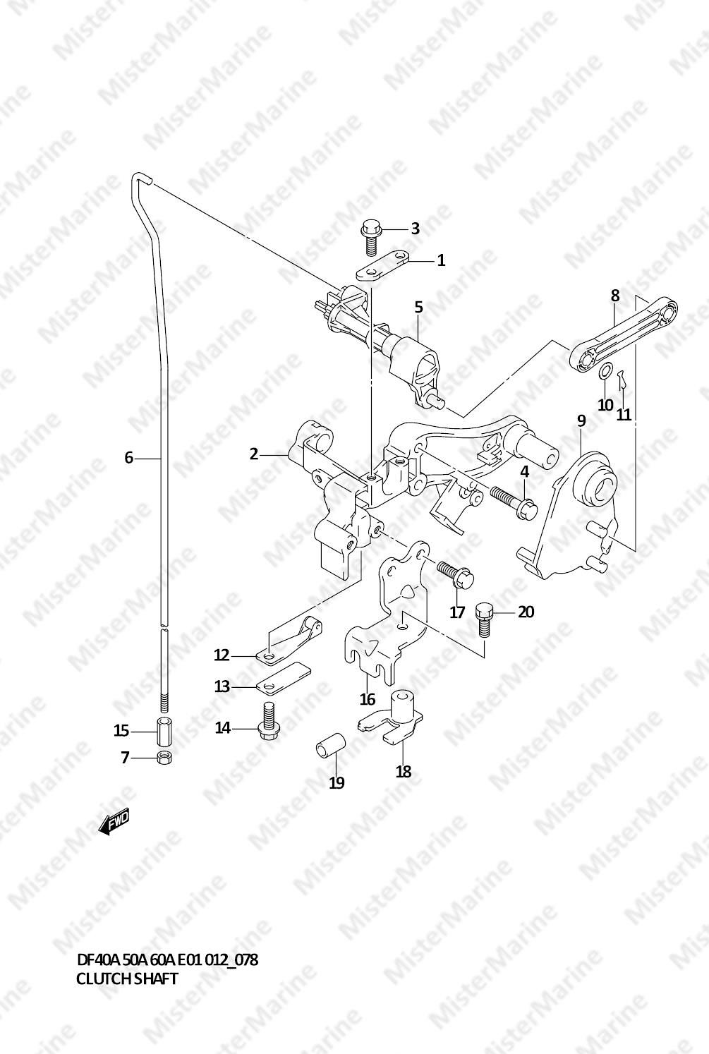 FIG.78 (1-G-10) CLUTCH SHAFT (DF40AST E34)