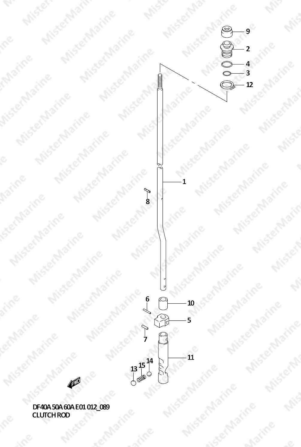 FIG.89 (1-H-7) CLUTCH ROD (DF40AST E34)