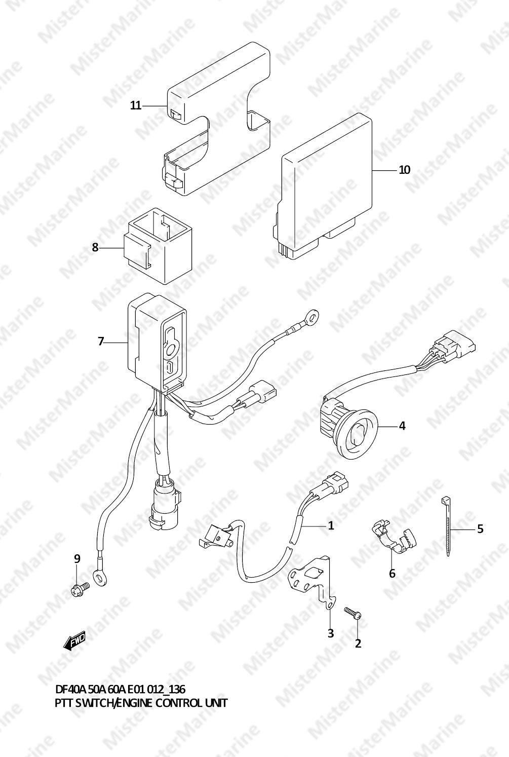 FIG.136 (1-L-9) PTT SWITCH / ENGINE CONTROL UNIT (DF40AST E34)