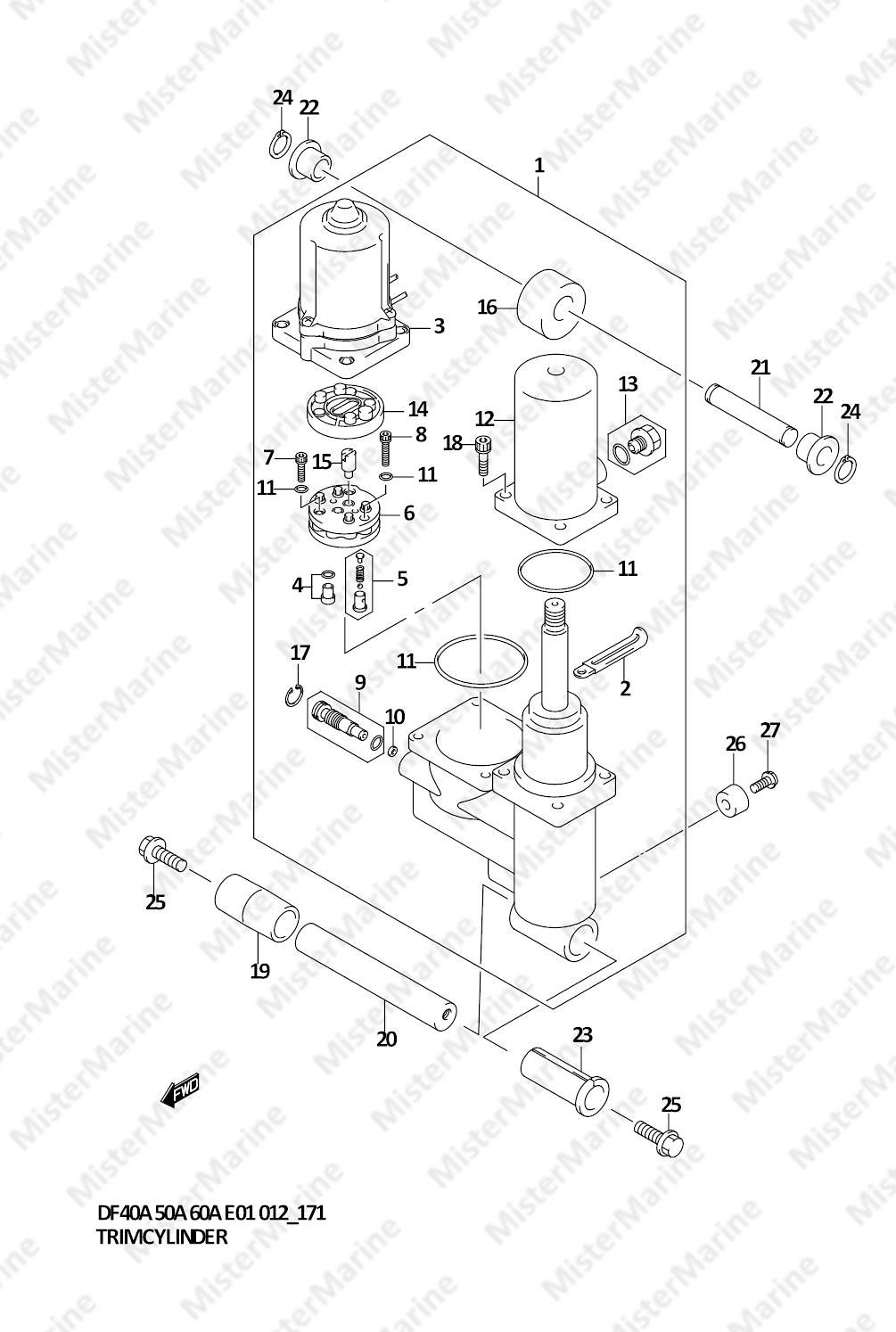 FIG.171 (2-D-7) TRIM CYLINDER (DF40AST E34)
