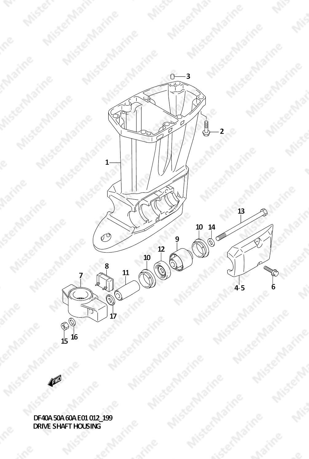 FIG.199 (2-F-7) DRIVE SHAFT HOUSING (DF40AST E34)