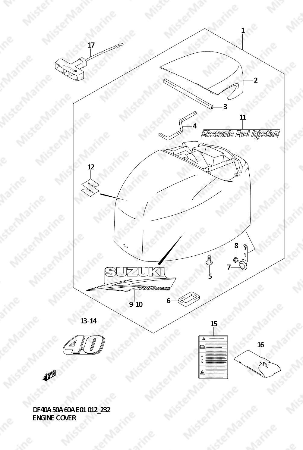 FIG.232 (2-I-2) ENGINE COVER (DF40AST E34)