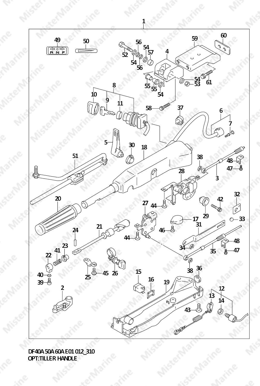 FIG.310 (3-E-15) OPT:TILLER HANDLE (DF40AST E34)
