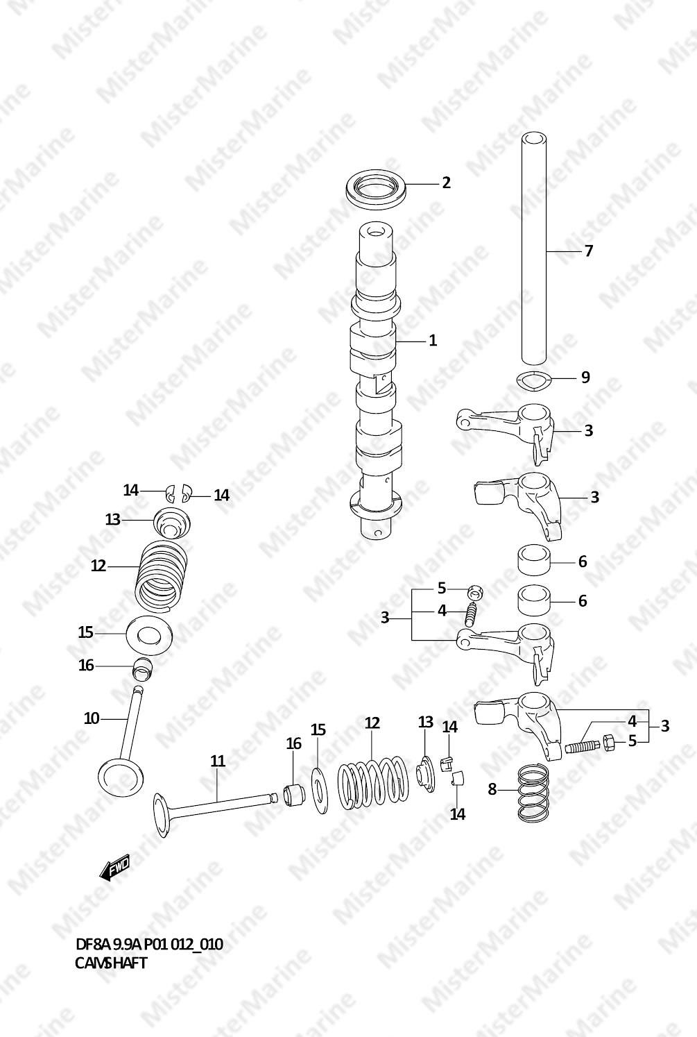 FIG.10 (1-B-11) CAMSHAFT (DF9.9A P01)