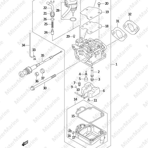 FIG.13 (1-B-14) CARBURETOR (DF8A P01)