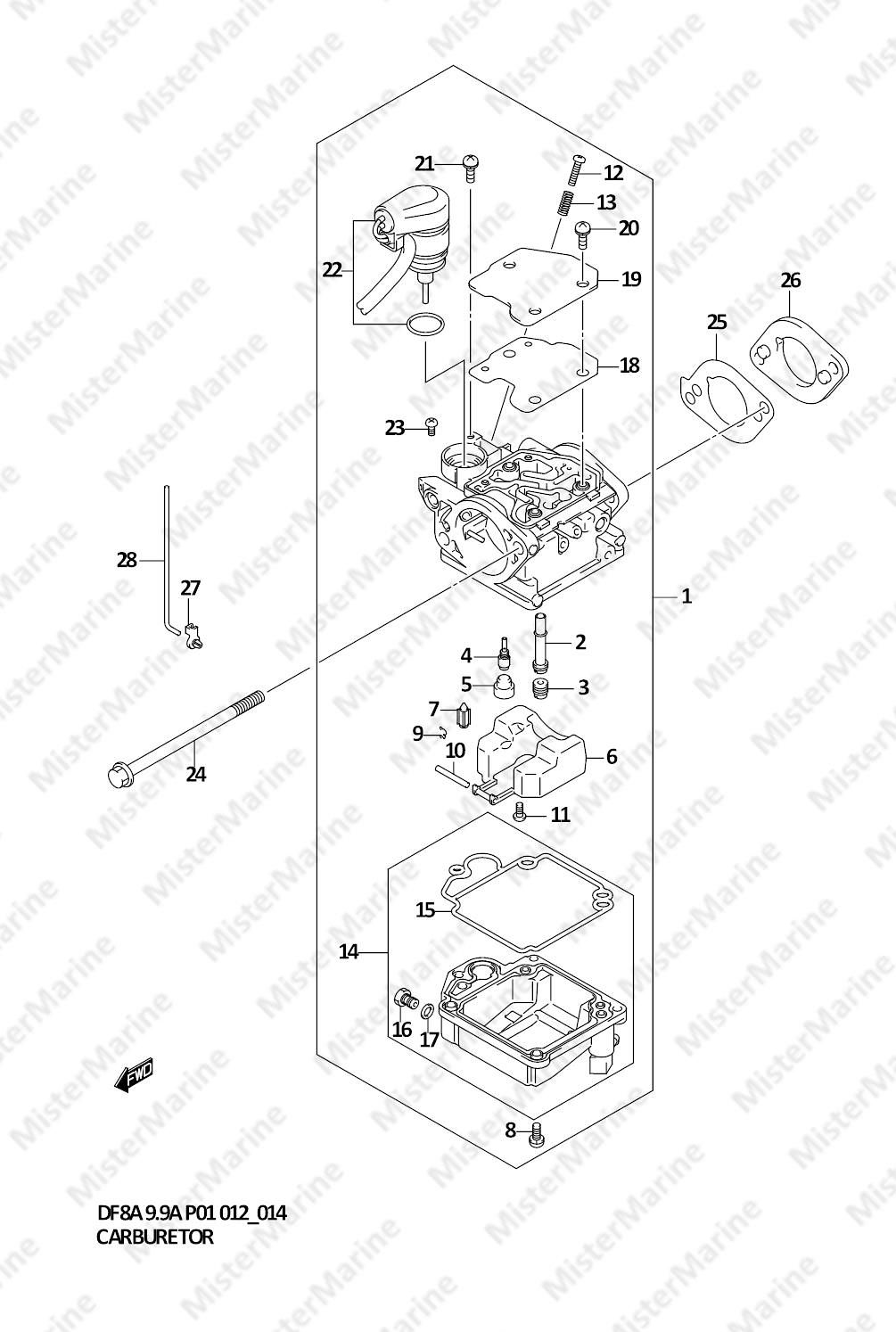 FIG.14 (1-C-2) CARBURETOR (DF8AR P01)