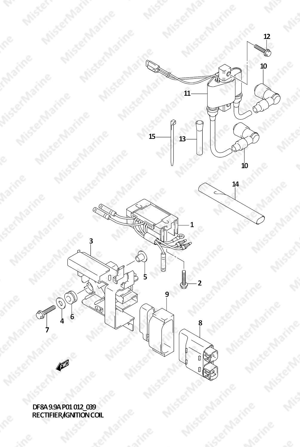 FIG.39 (1-E-2) RECTIFIER / IGNITION COIL (DF9.9A P01)