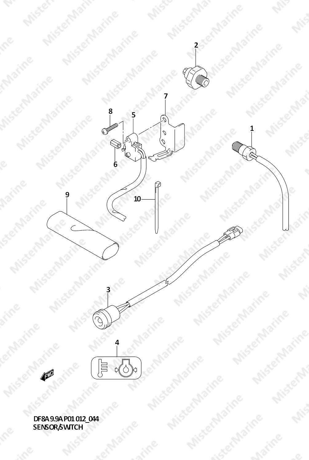 FIG.44 (1-E-7) SENSOR / SWITCH (DF9.9AR P01)