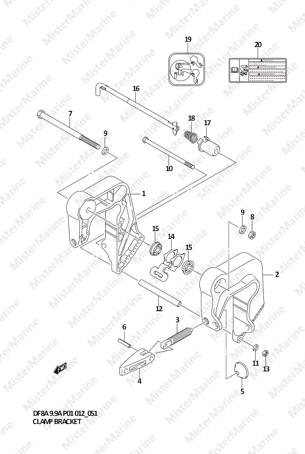 FIG.51 (1-E-14) CLAMP BRACKET (DF9.9A P01)