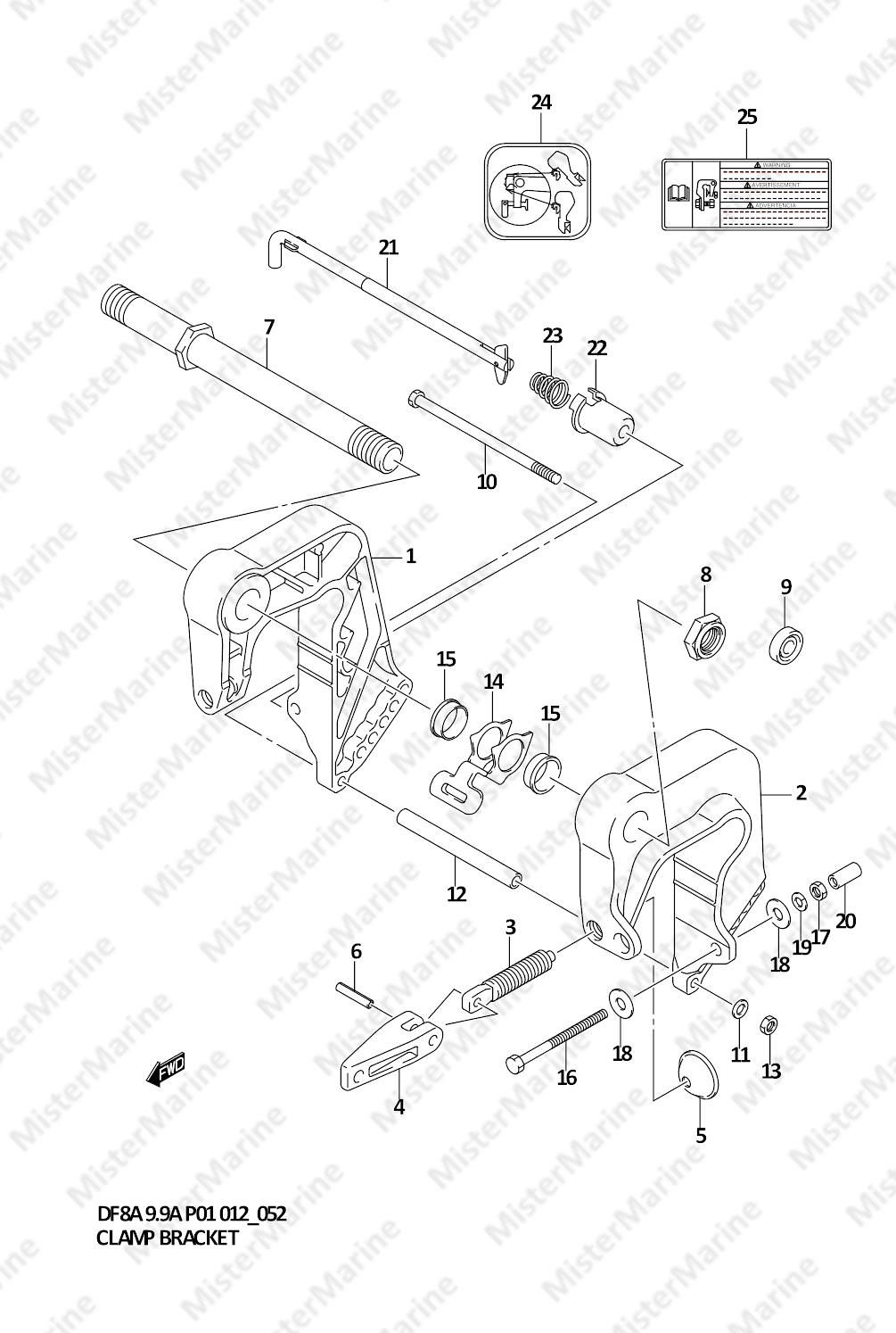 FIG.52 (1-E-15) CLAMP BRACKET (DF9.9AR P01)