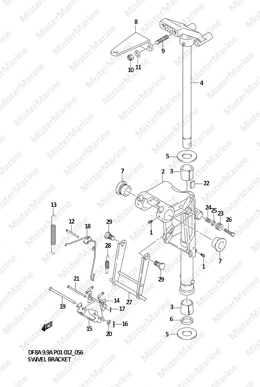 FIG.56 (1-F-7) SWIVEL BRACKET (DF9.9AR P01)