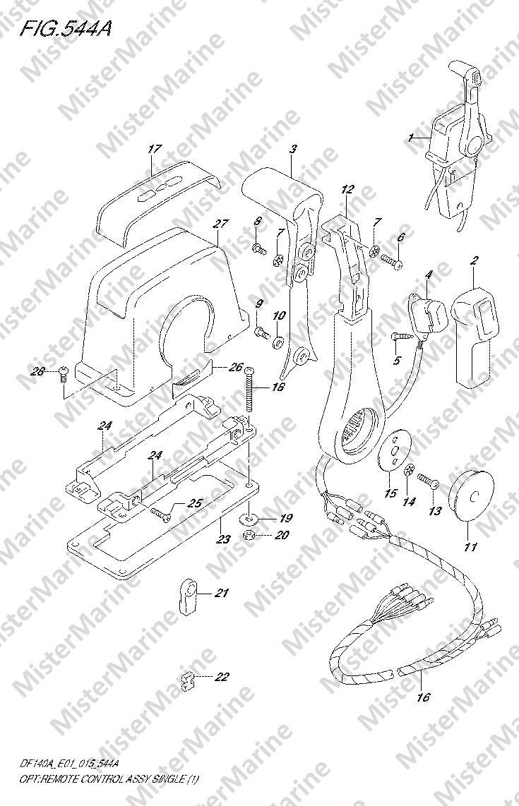 FIG.544A (3-B-7) OPT:REMOTE CONTROL ASSY SINGLE (1) (DF140AT E01)