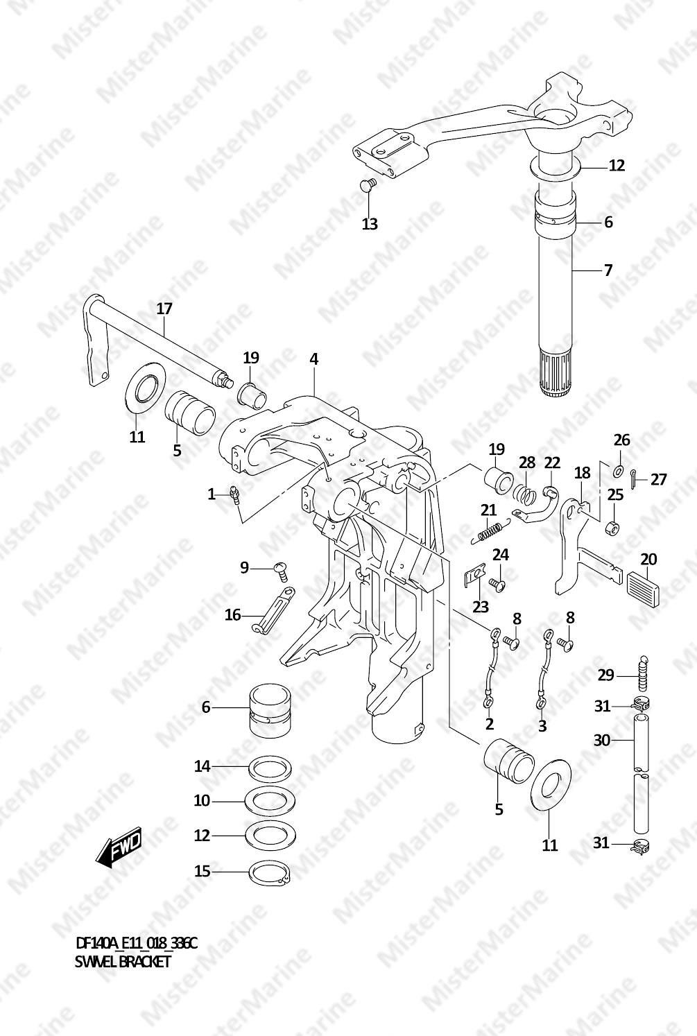 FIG.336C (1-F-11) SWIVEL BRACKET (DF140AT)(DF140AZ)