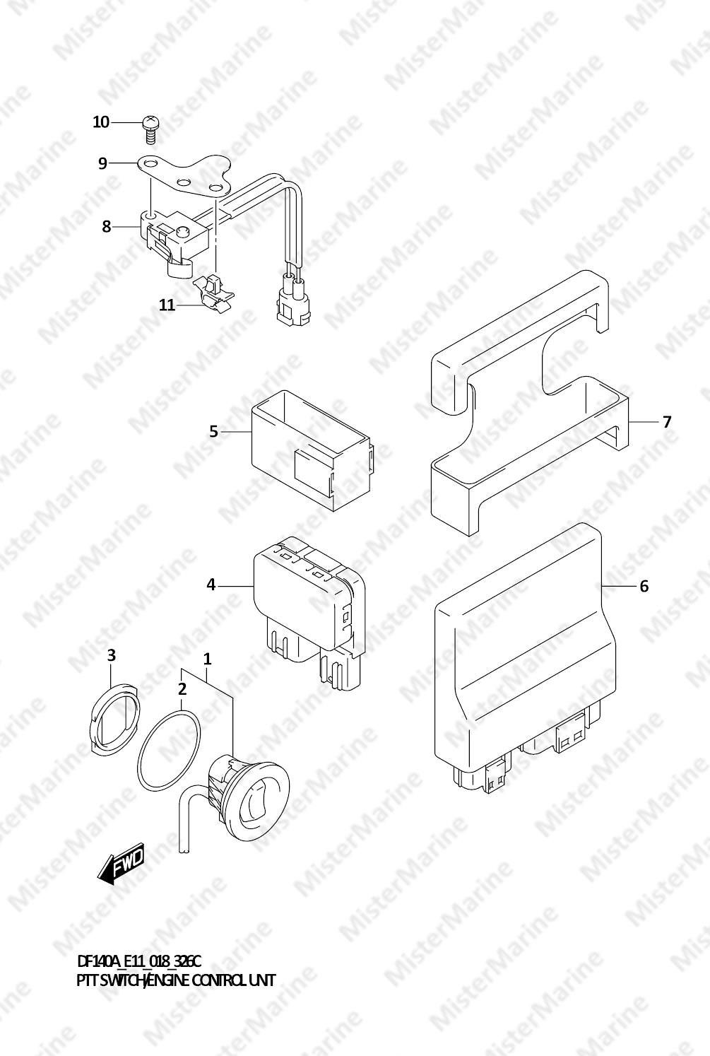 FIG.326C (1-E-11) PTT SWITCH/ENGINE CONTROL UNIT (DF140AT)