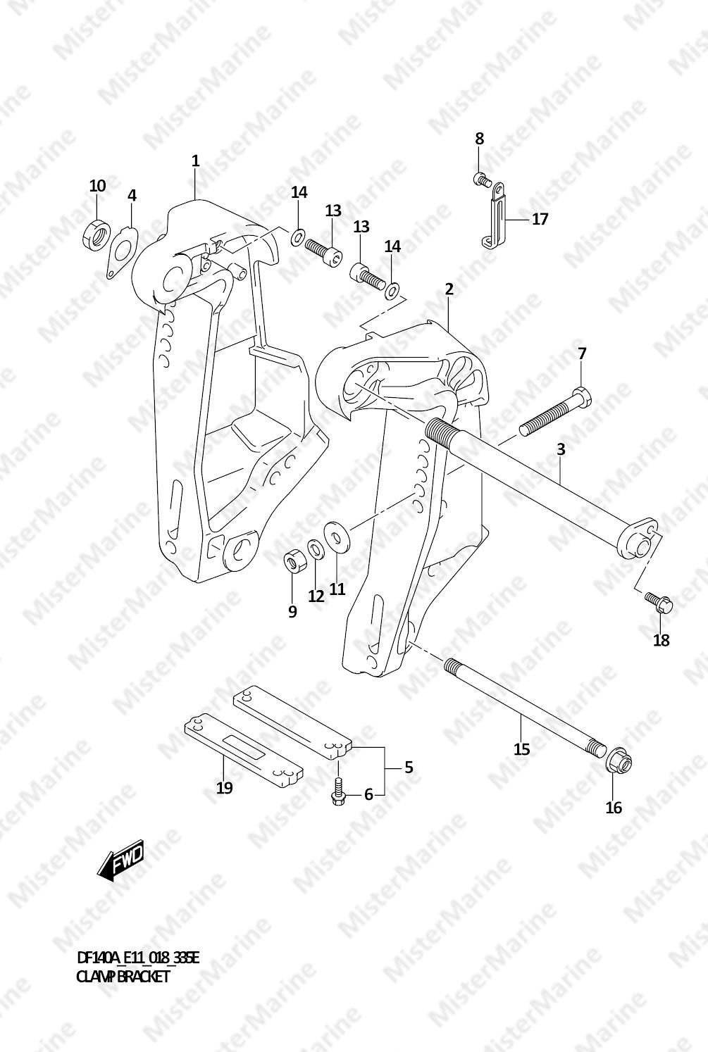 FIG.335E (1-F-4) CLAMP BRACKET (DF140AT)