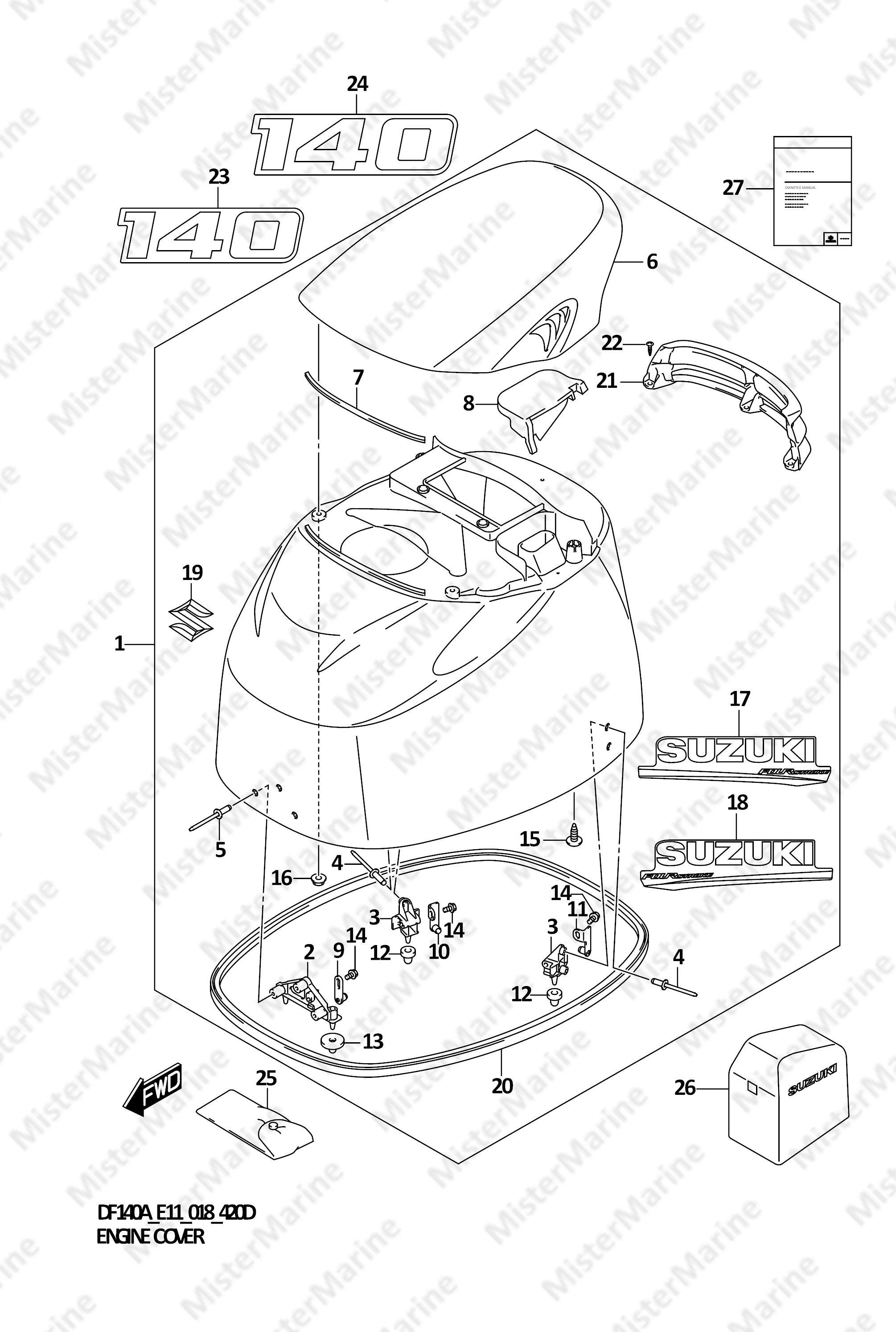 FIG.420D (1-I-8) ENGINE COVER (DF140AT)