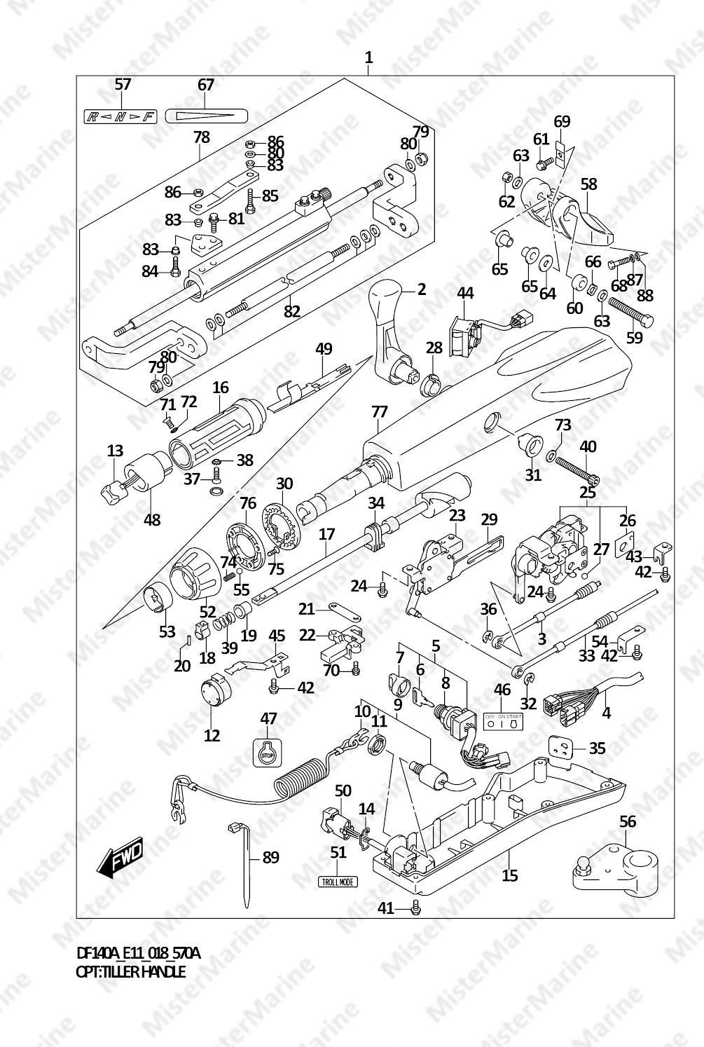 FIG.570A (1-L-13) OPT:TILLER HANDLE (DF100AT)(DF115AT)(DF115AZ)