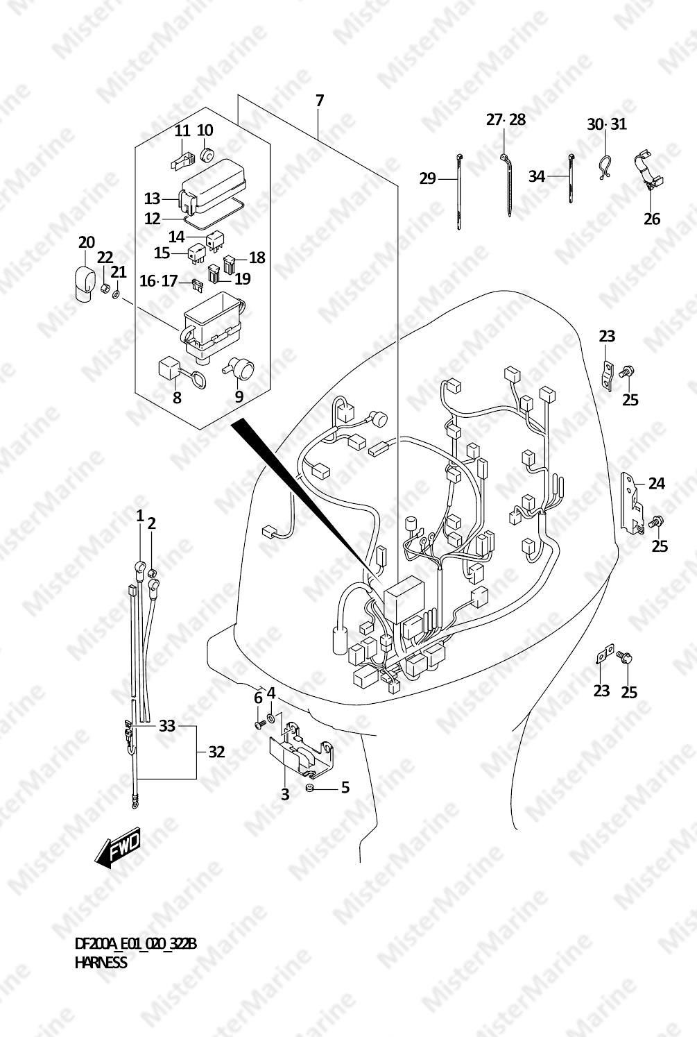 FIG.322B (1-F-6) HARNESS (DF150AT)(DF150AZ)