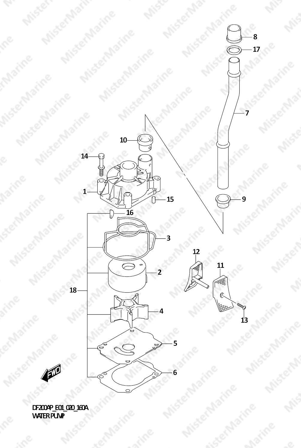 FIG.160A (1-C-10) WATER PUMP (E01)