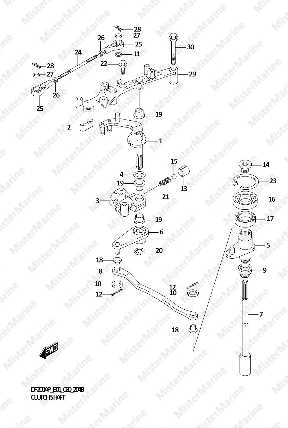 FIG.204B (1-D-5) CLUTCH SHAFT (DF200AP E01)