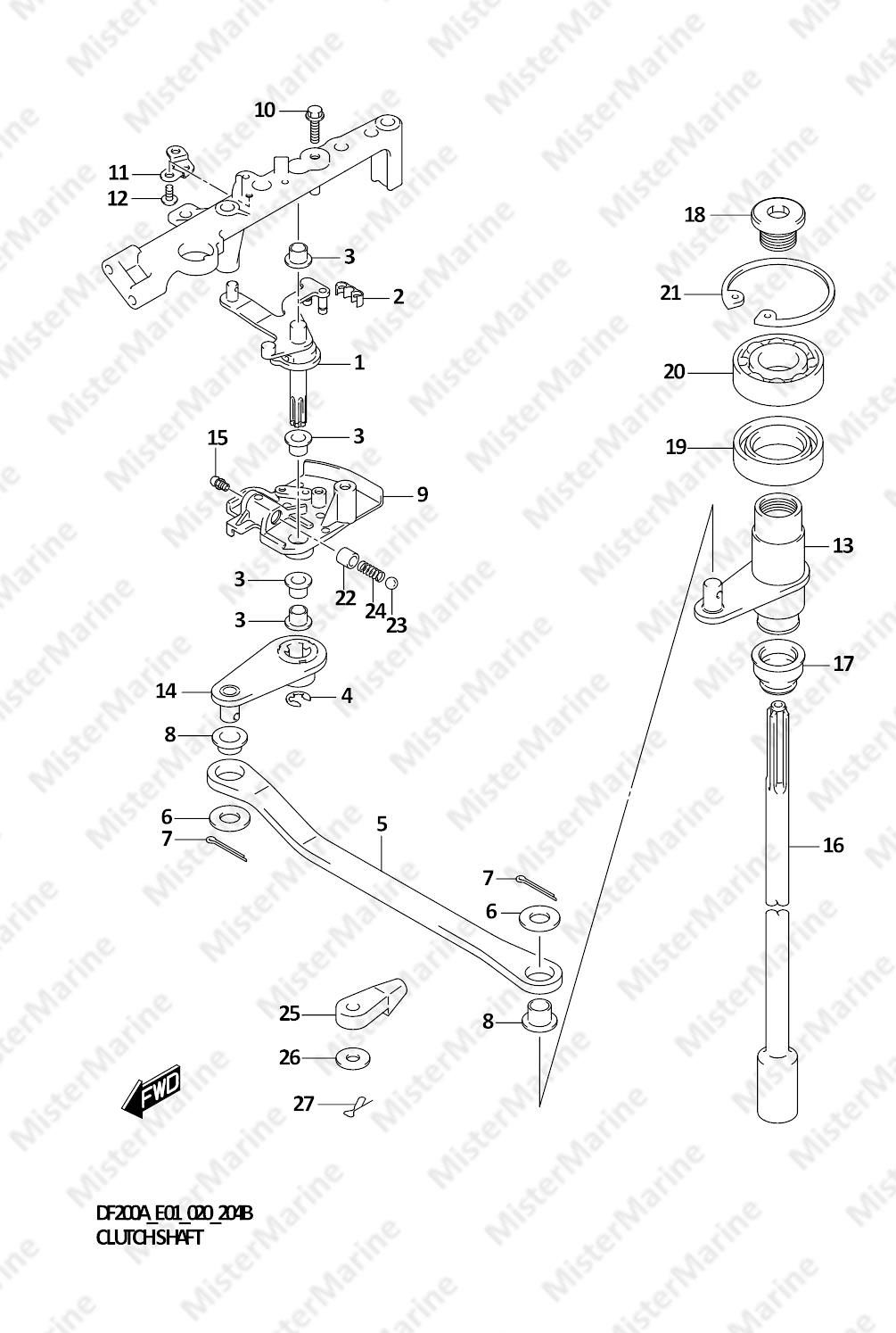 FIG.204B (1-D-15) CLUTCH SHAFT (DF200AZ)