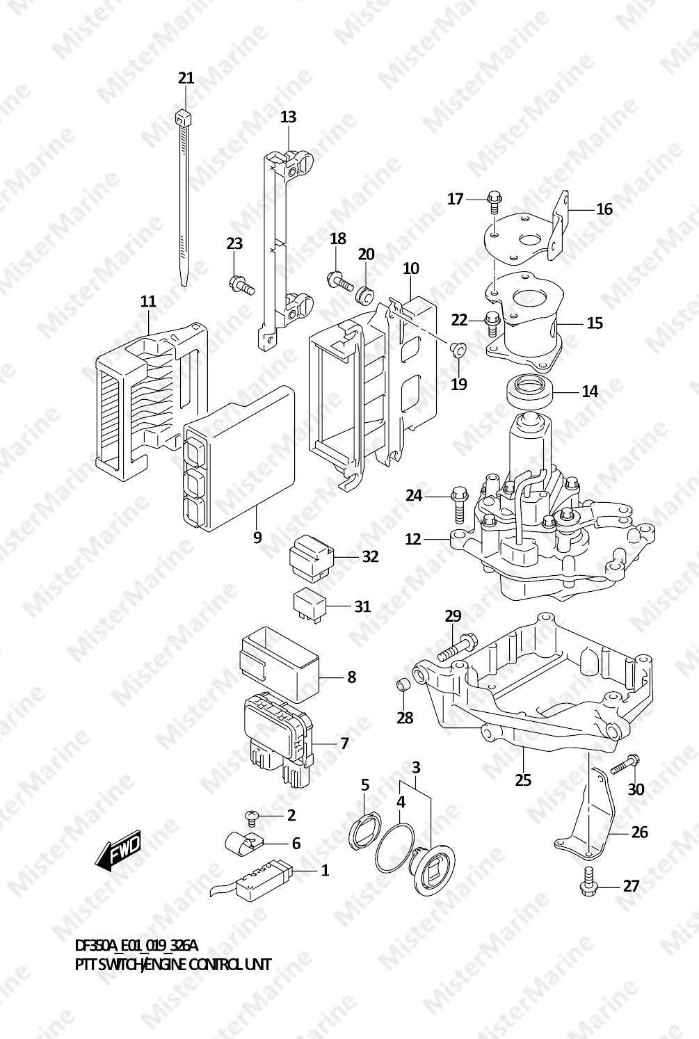 FIG.326A (1-D-15) PTT SWITCH/ENGINE CONTROL UNIT (DF350A)