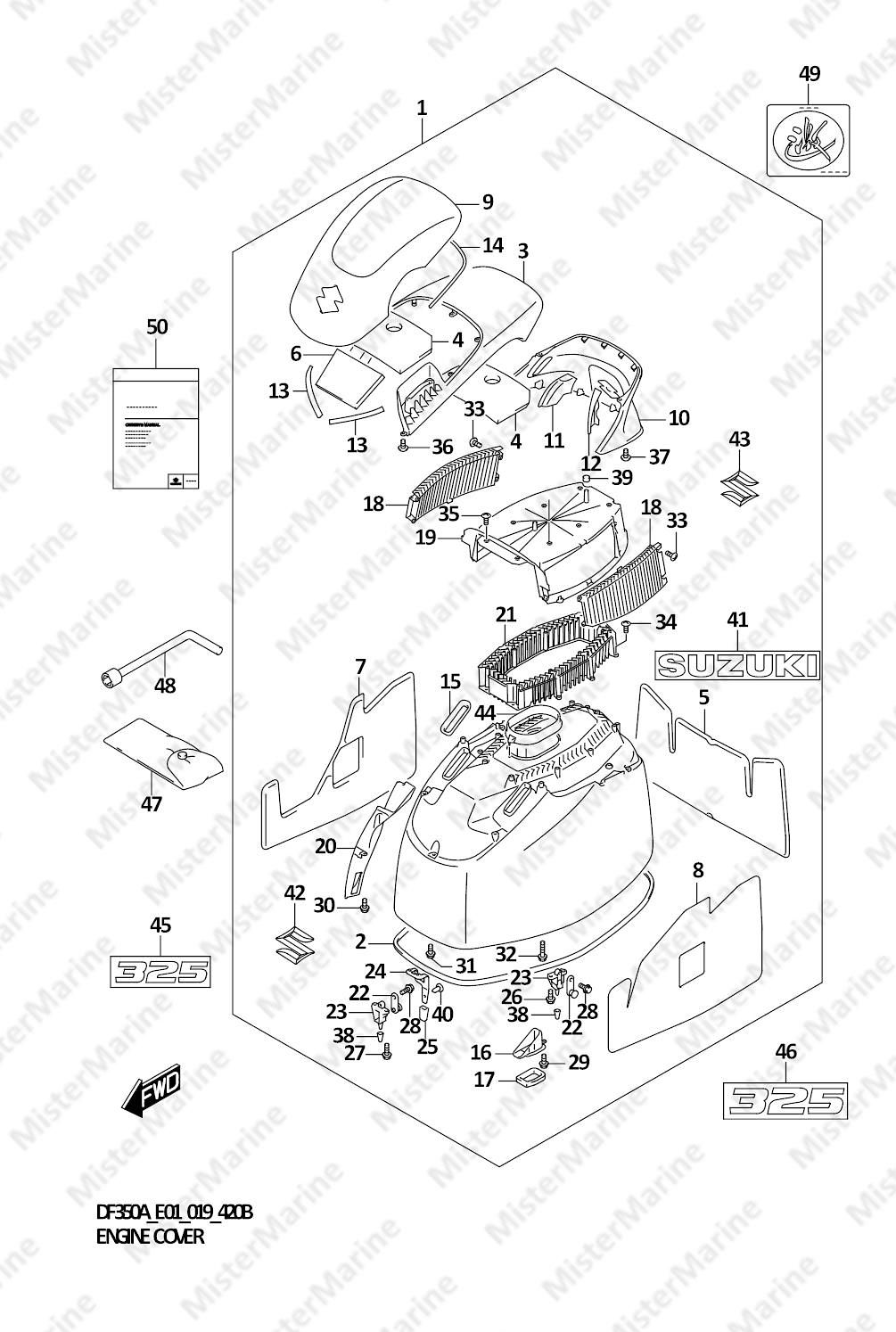 FIG.420B (1-F-7) ENGINE COVER (DF325A E01)