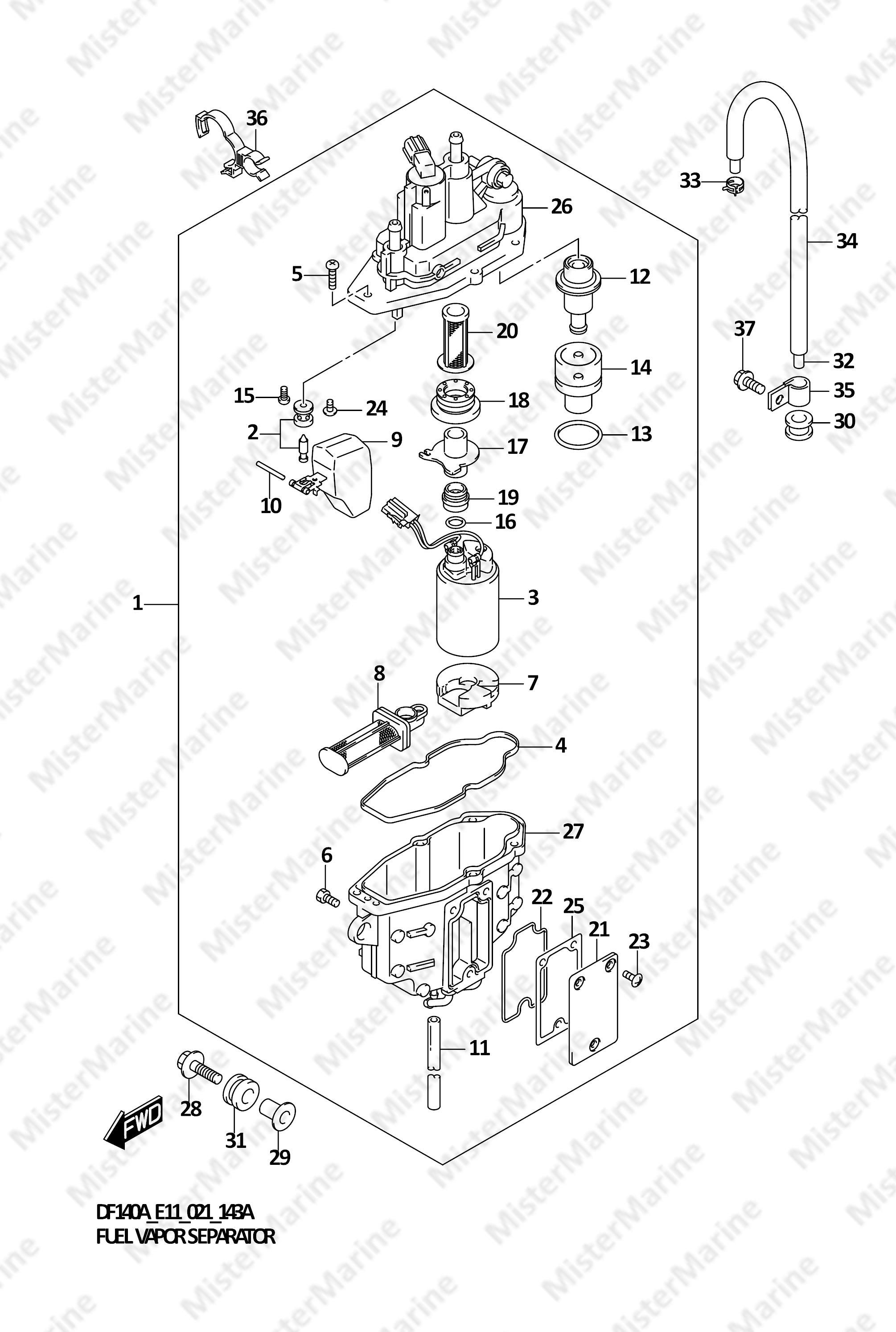 FIG.143A (1-B-12) FUEL VAPOR SEPARATOR (E01,E03,E11)
