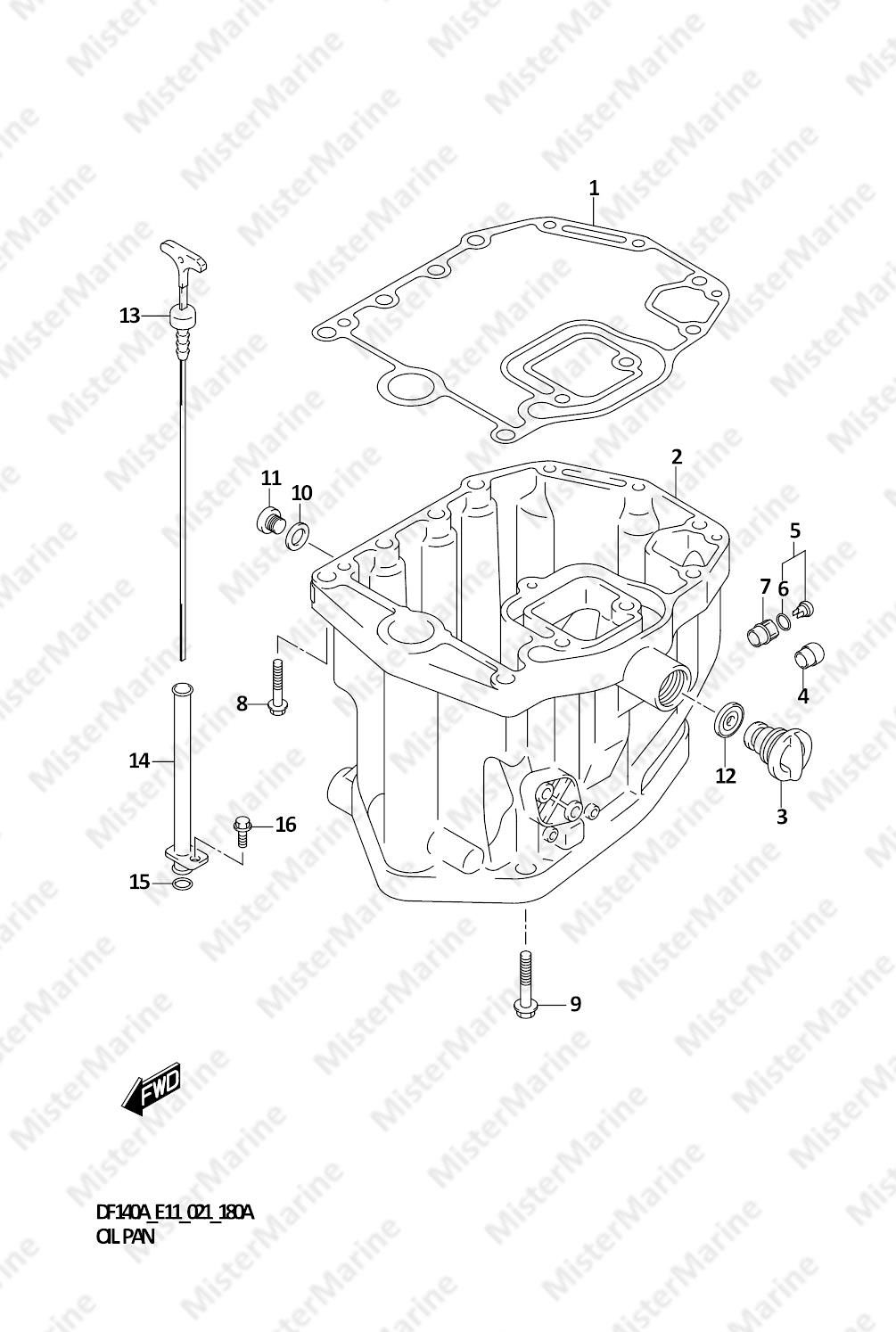 FIG.180A (1-C-14) OIL PAN (DF100AT,DF115AST)