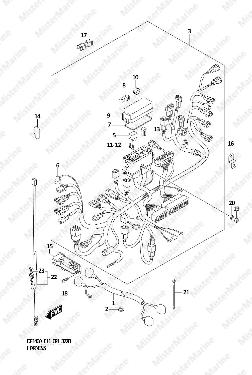 FIG.322B (1-E-9) HARNESS (DF115AST,DF115AT,DF115AZ)
