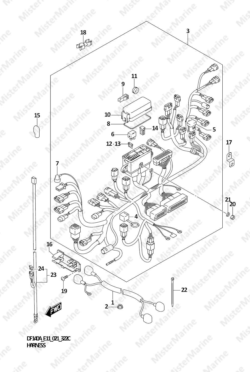 FIG.322C (1-E-10) HARNESS (DF140AT,DF140AZ)