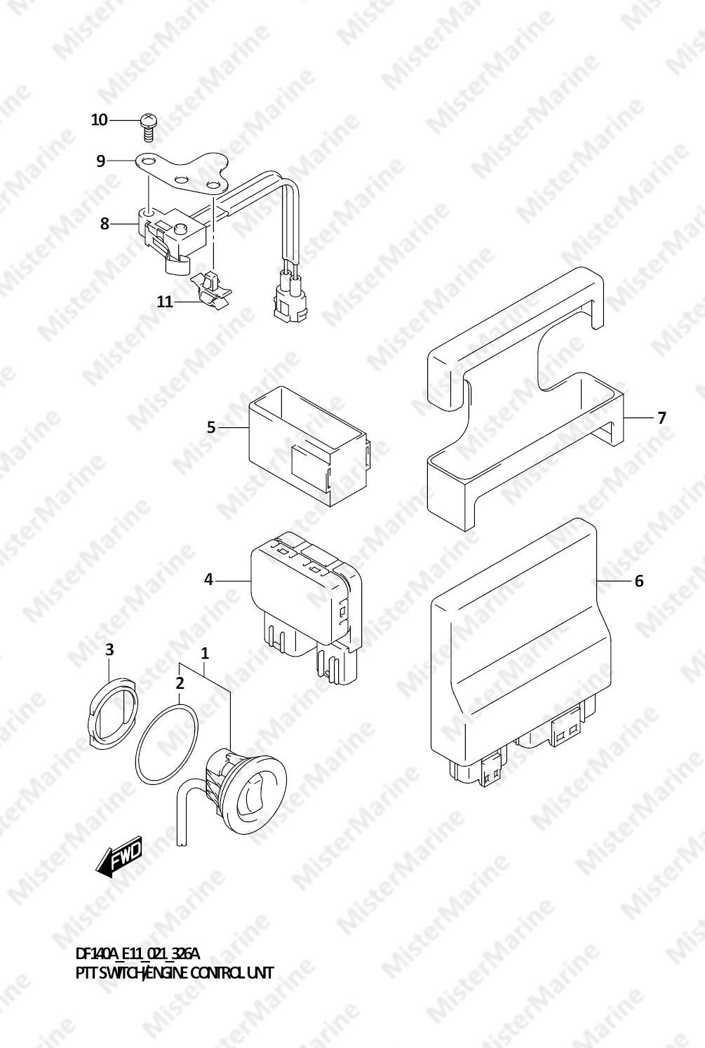 FIG.326A (1-E-11) PTT SWITCH/ENGINE CONTROL UNIT (DF100AT)