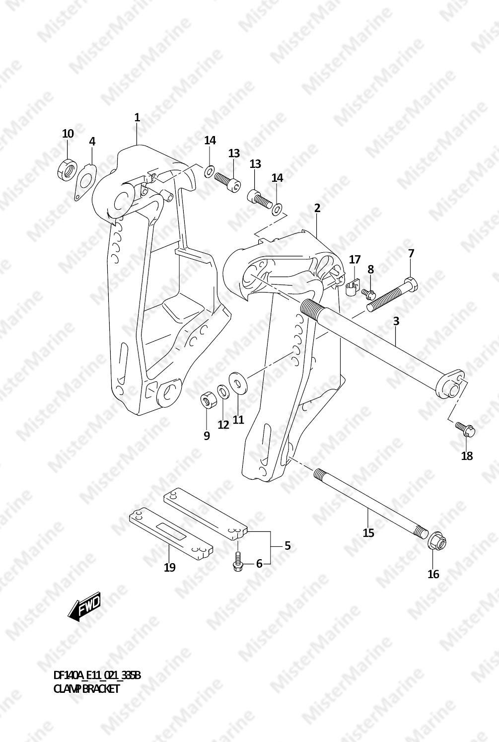 FIG.335B (1-F-3) CLAMP BRACKET (DF115AST)