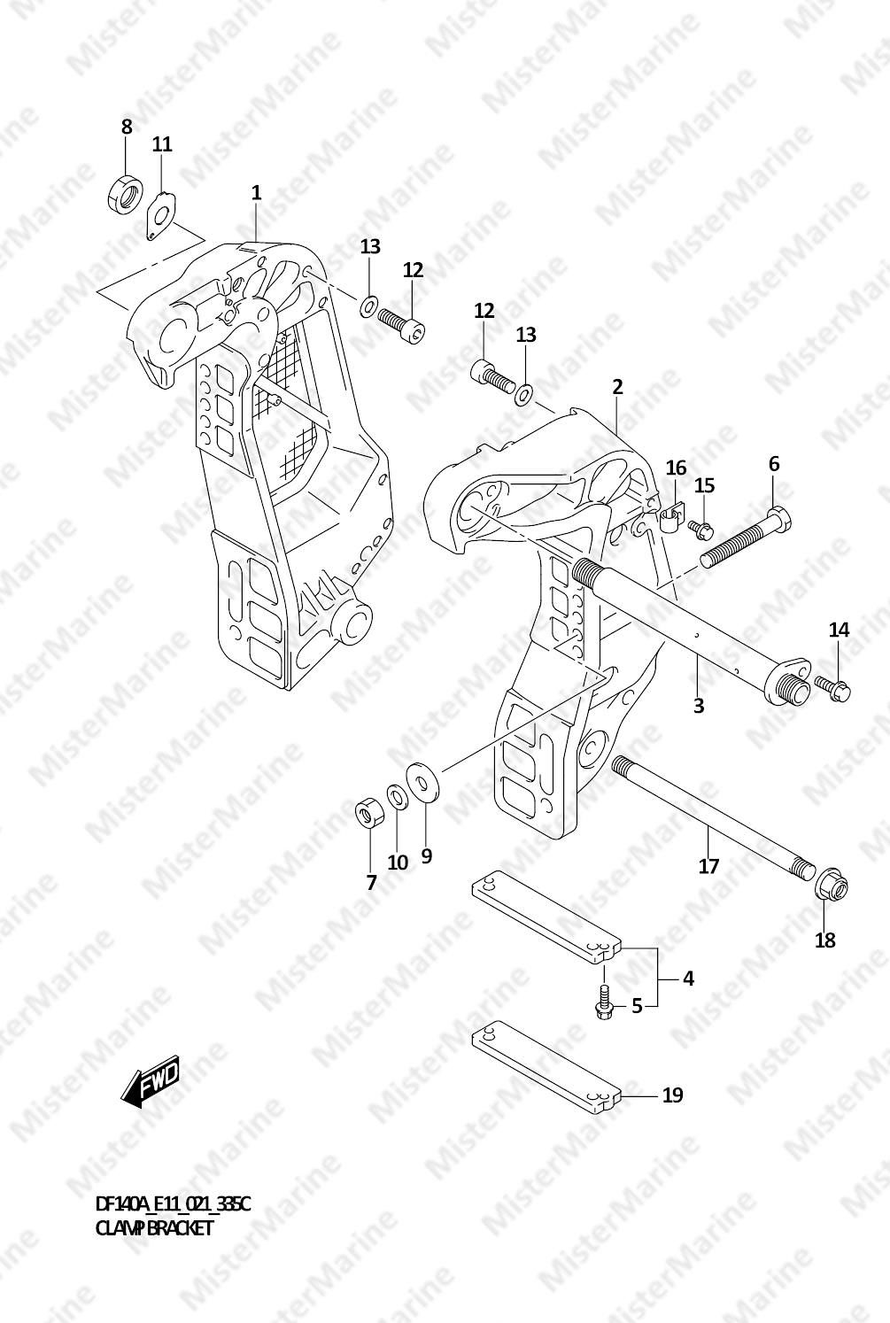 FIG.335C (1-F-4) CLAMP BRACKET (DF115AT:E11,DF115AZ:E11)