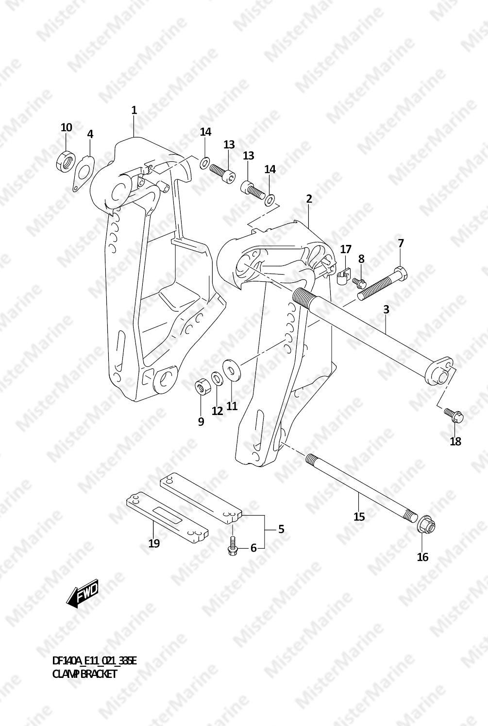 FIG.335E (1-F-6) CLAMP BRACKET (DF140AT:E11,DF140AZ:E11)