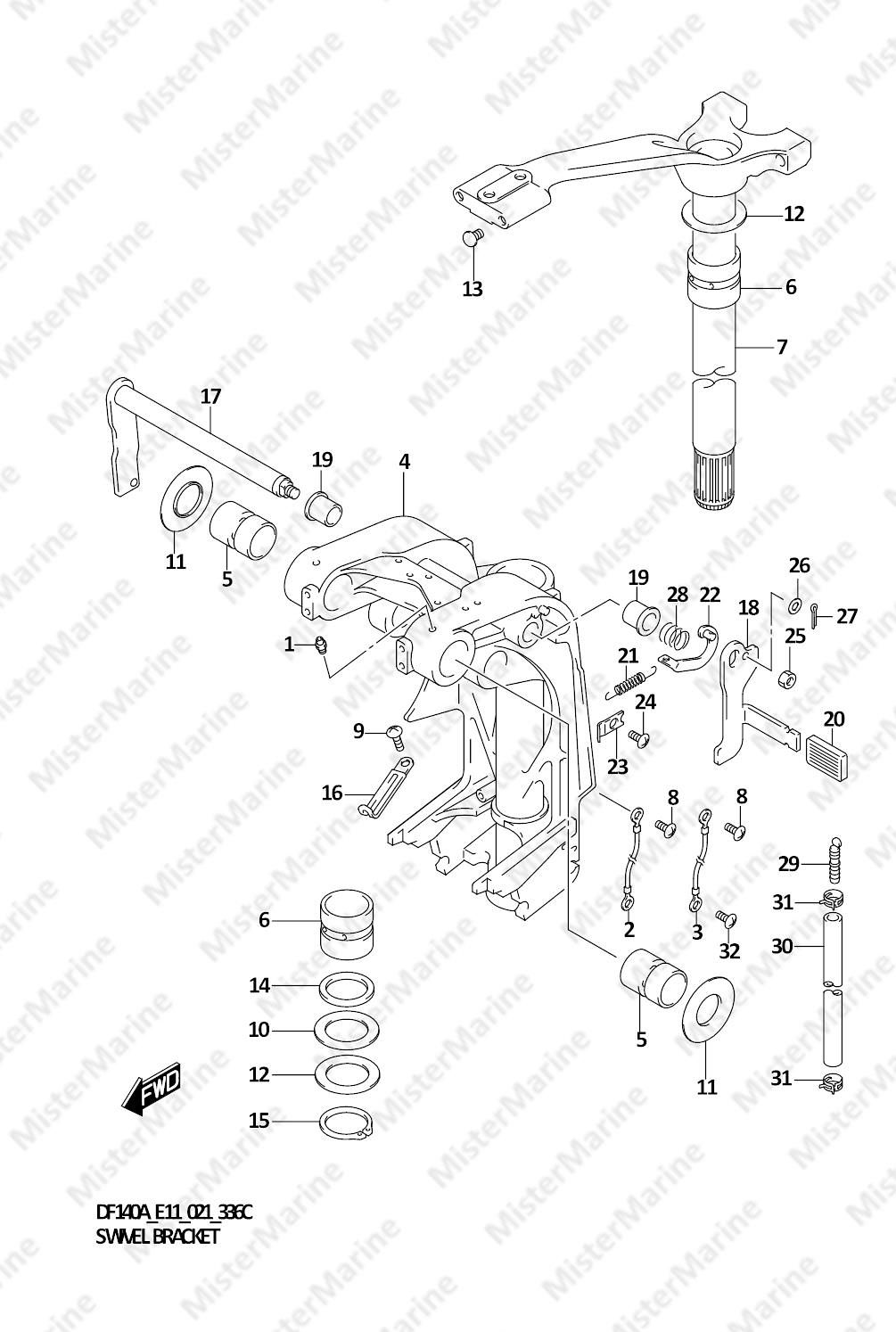 FIG.336C (1-F-12) SWIVEL BRACKET (DF115AT,DF115AZ)