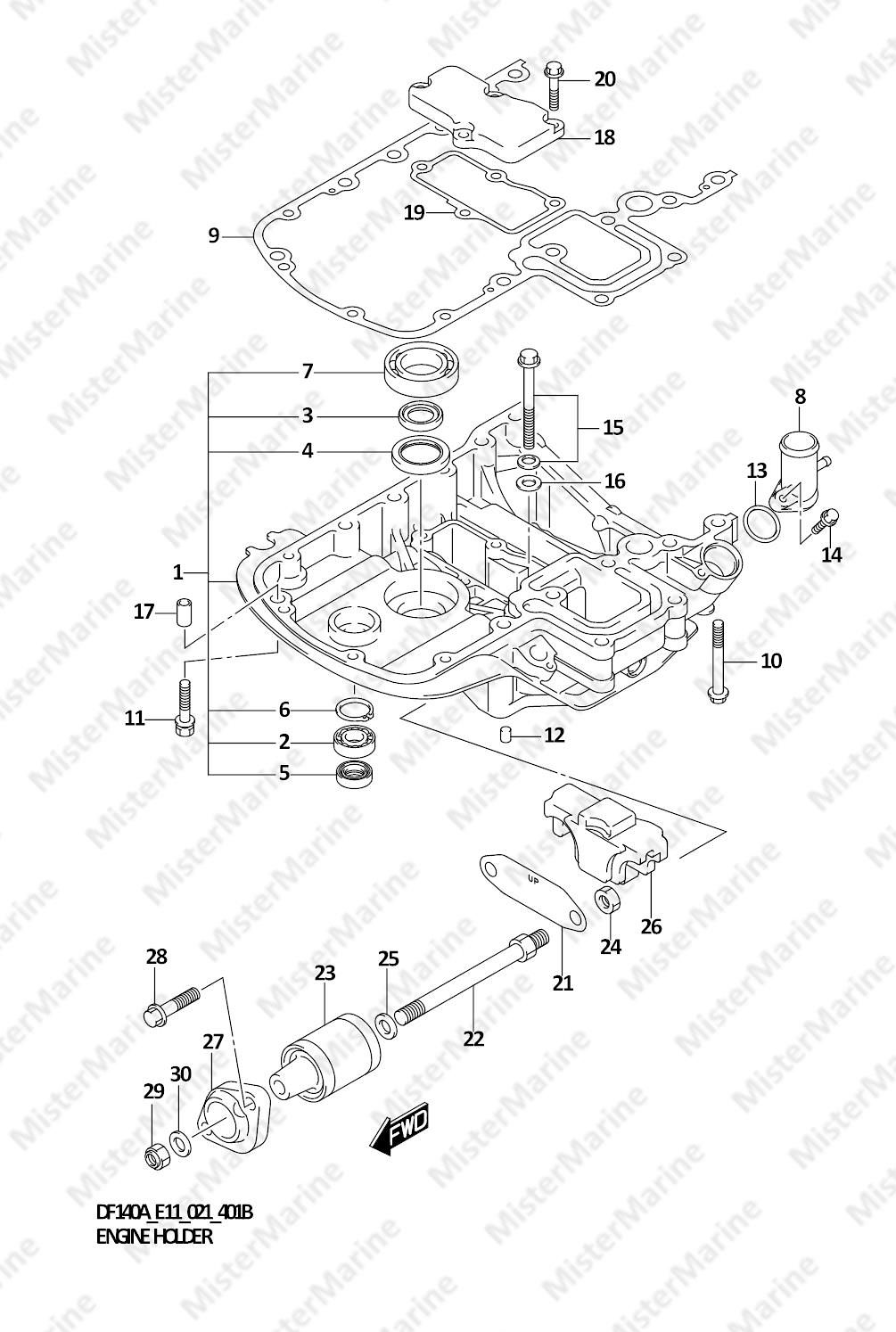 FIG.401B (1-G-11) ENGINE HOLDER (DF115AT,DF115AZ,DF140AT,DF140AZ)