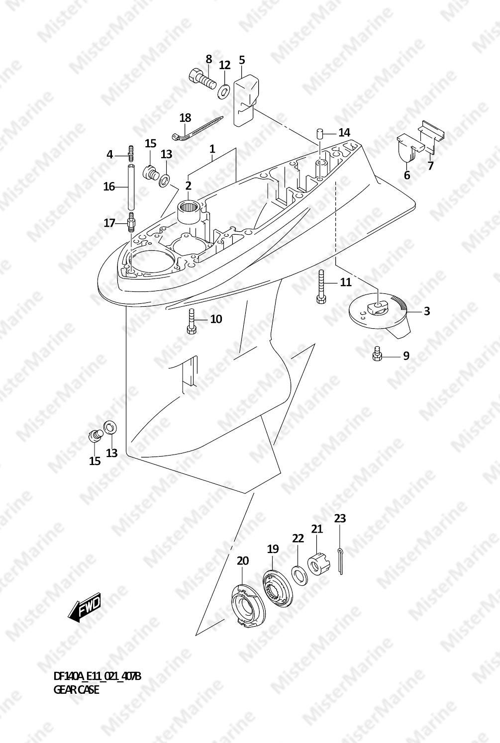 FIG.407B (1-H-4) GEAR CASE (DF115AST)